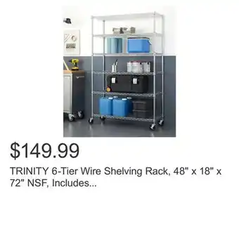 Costco TRINITY 6-Tier Wire Shelving Rack, 48 x 18 x 72 NSF, Includes Wheels offer