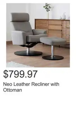 Costco Neo Leather Recliner with Ottoman offer