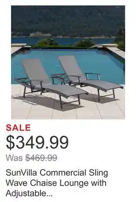 Costco SunVilla Commercial Sling Wave Chaise Lounge with Adjustable Armrests, 2-Pack offer