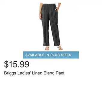 Costco Briggs Ladies' Linen Blend Pant offer