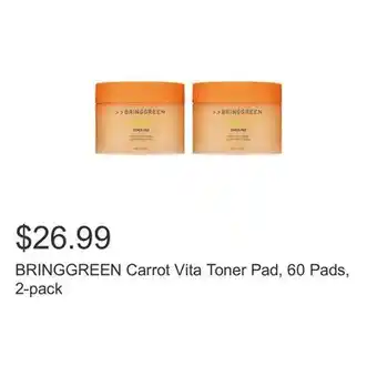Costco BRINGGREEN Carrot Vita Toner Pad, 60 Pads, 2-pack offer