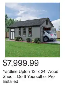 Costco Yardline Upton 12' x 24' Wood Shed – Do It Yourself or Pro Installed offer