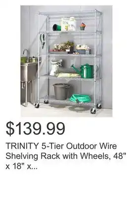Costco TRINITY 5-Tier Outdoor Wire Shelving Rack with Wheels, 48 x 18 x 72 NSF, Gray Color offer