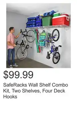 Costco SafeRacks Wall Shelf Combo Kit, Two Shelves, Four Deck Hooks offer