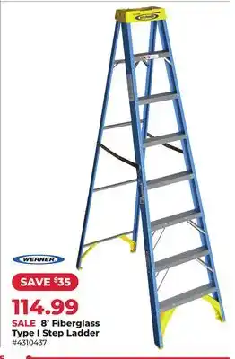 Runnings WERNER 8' Fiberglass Type I Step Ladder offer