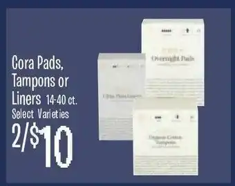 Jewel-Osco Cora Pads, Tampons Or Liners offer