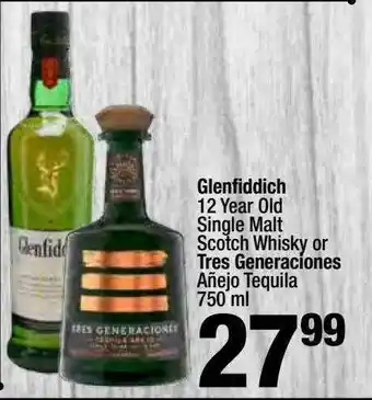 Super King Markets Glenfiddich 12 Year Old Single Malt Scotch Whisky Or Tres Generaciones Añejo Tequila 750 Ml offer