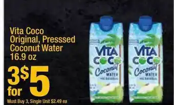 Super King Markets Vita Coco Original, Pressed Coconut Water 16.9 Oz offer
