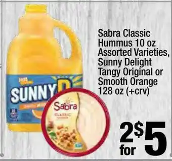 Super King Markets Sabra Classic Hummus 10 Oz, Sunny Delight Tangy Original Or Smooth Orange offer