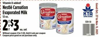 KTA Super Stores Nestlé Carnation Evaporated Milk offer