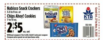 KTA Super Stores Nabisco Snack Crackers, Chips Ahoy! Cookies offer