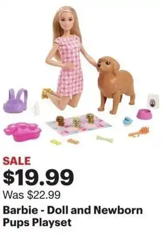 Best Buy Barbie Doll and Newborn Pups Playset offer