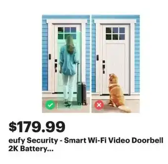 Best Buy eufy Security - Smart Wi-Fi Video Doorbell 2K Battery offer