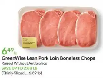 Publix GreenWise Lean Pork Loin Boneless Chops offer