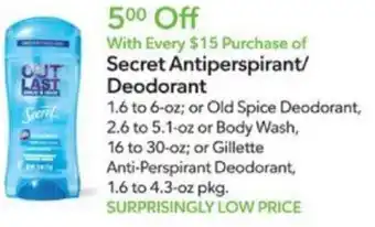 Publix Secret Anti-Perspirant Deodorant offer