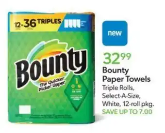 Publix Bounty Paper Paper Towels Triple Rolls, Select-A-Size, offer