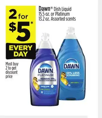 Dollar General Dawn Dish Liquid 15.5 oz. or Platinum 13.2 oz offer