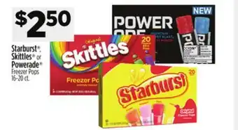 Dollar General Starburst , Skittles or Powerade Freezer Pops offer