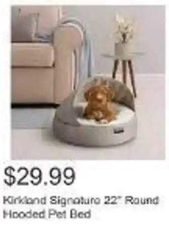 Costco Kirkland Signature 22" Round Hooded Pet Bed offer