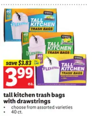 Lidl tall kitchen trash bags with drawstrings offer