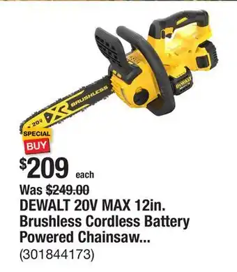 The Home Depot DEWALT 20V MAX 12in. Brushless Cordless Battery Powered Chainsaw Kit with (1) 5 Ah Battery & Charger offer