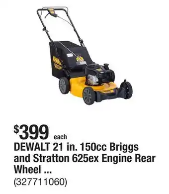The Home Depot DEWALT 21 in. 150cc Briggs and Stratton 625ex Engine Rear Wheel Drive 2-in-1 Gas Self Propelled Walk Behind Lawn Mower offer
