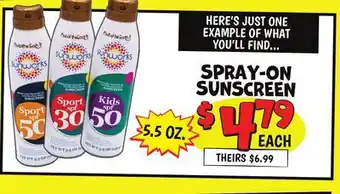 Ollie's SPRAY-ON SUNSCREEN offer