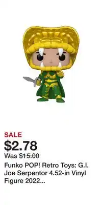 Game Stop Funko POP! Retro Toys: G.I. Joe Serpentor 4.52-in Vinyl Figure 2022 San Diego Comic Con Exclusive offer