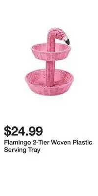 Big Lots Flamingo 2-Tier Woven Plastic Serving Tray offer