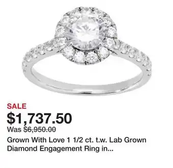 Belk Grown With Love 1 1/2 ct. t.w. Lab Grown Diamond Engagement Ring in 14K White Gold offer