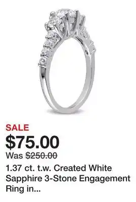 Belk 1.37 ct. t.w. Created White Sapphire 3-Stone Engagement Ring in Sterling Silver offer