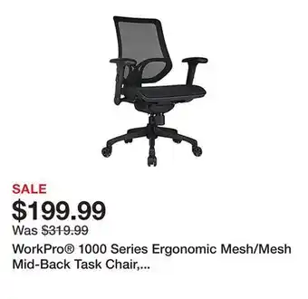 Office Depot WorkPro 1000 Series Ergonomic Mesh/Mesh Mid-Back Task Chair, Black/Black, BIFMA Compliant offer