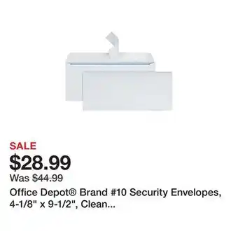 Office Depot Office Depot Brand #10 Security Envelopes, 4-1/8 x 9-1/2, Clean Seal, White, Box Of 500 offer