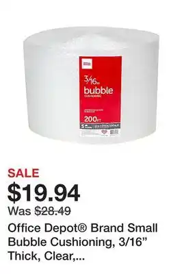 Office Depot Office Depot Brand Small Bubble Cushioning, 3/16 Thick, Clear, 12 x 200' offer