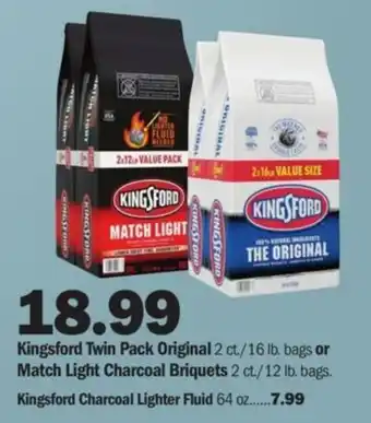 Meijer Kingsford Twin Pack Original 2 ct./16 lb. bags or Match Light Charcoal Briquets 2 ct./12 lb. bags. Kingsford Charcoal offer