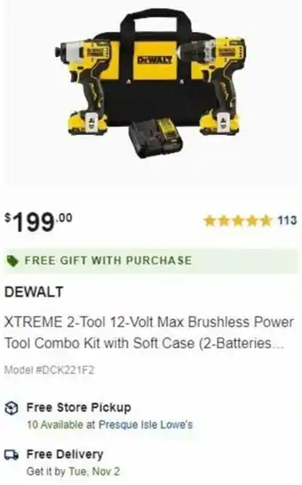 Lowe's Xtreme 2-Tool 12-Volt Max Brushless Power Tool Combo Kit offer