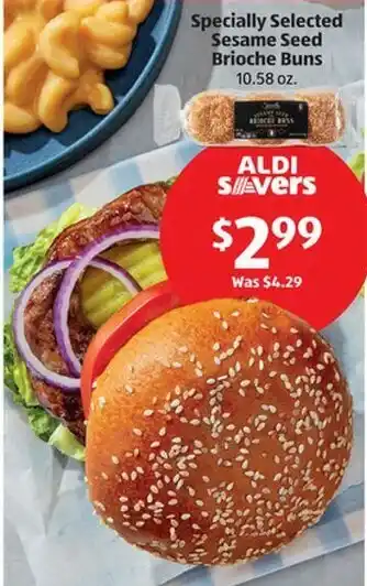 Aldi Specially Selected Sesame Seed Brioche Buns offer