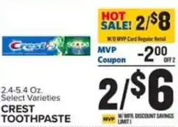 Food Lion CREST TOOTHPASTE offer