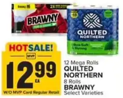 Food Lion 12 Mega Rolls QUILTED NORTHERN 8 Rolls BRAWNY Selected Varieties offer