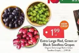 Fresh Thyme Extra Large Red, Green or Black Seedless Grapes offer