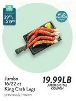 Fresh Thyme Jumbo 16/22 ct King Crab Legs offer