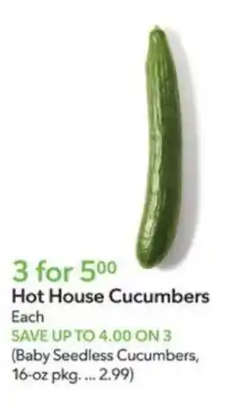 Publix Hot House Cucumbers offer