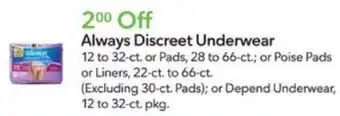Publix Always Discreet Underwear offer