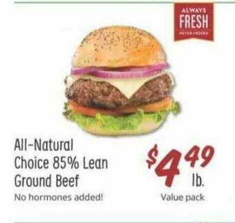 Sprouts Farmers Market All-natural Choice 85% Lean Ground Beef offer