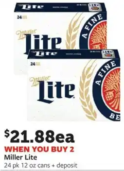 Fareway Miller Lite 24 pk 12 oz cans + deposit offer