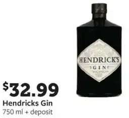 Fareway Hendricks Gin 750 ml + deposit offer