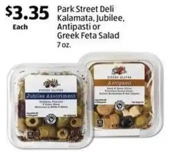 Aldi Park Street Deli Kalamata, Jubilee, Antipasti or Greek Feta Salad offer