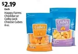 Aldi Happy Farms Cheddar or Colby Jack Cheese Cubes offer
