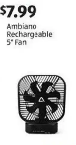 Aldi Ambiano Rechargeable 5" Fan offer
