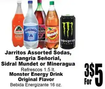 Rancho Markets Jarritos Assorted Sodas, Sangria Señorial, Sidral Mundet or Mineragua offer